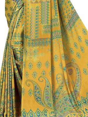 Crepe printed saree with blouse - 15492223 - Standard Image - 2