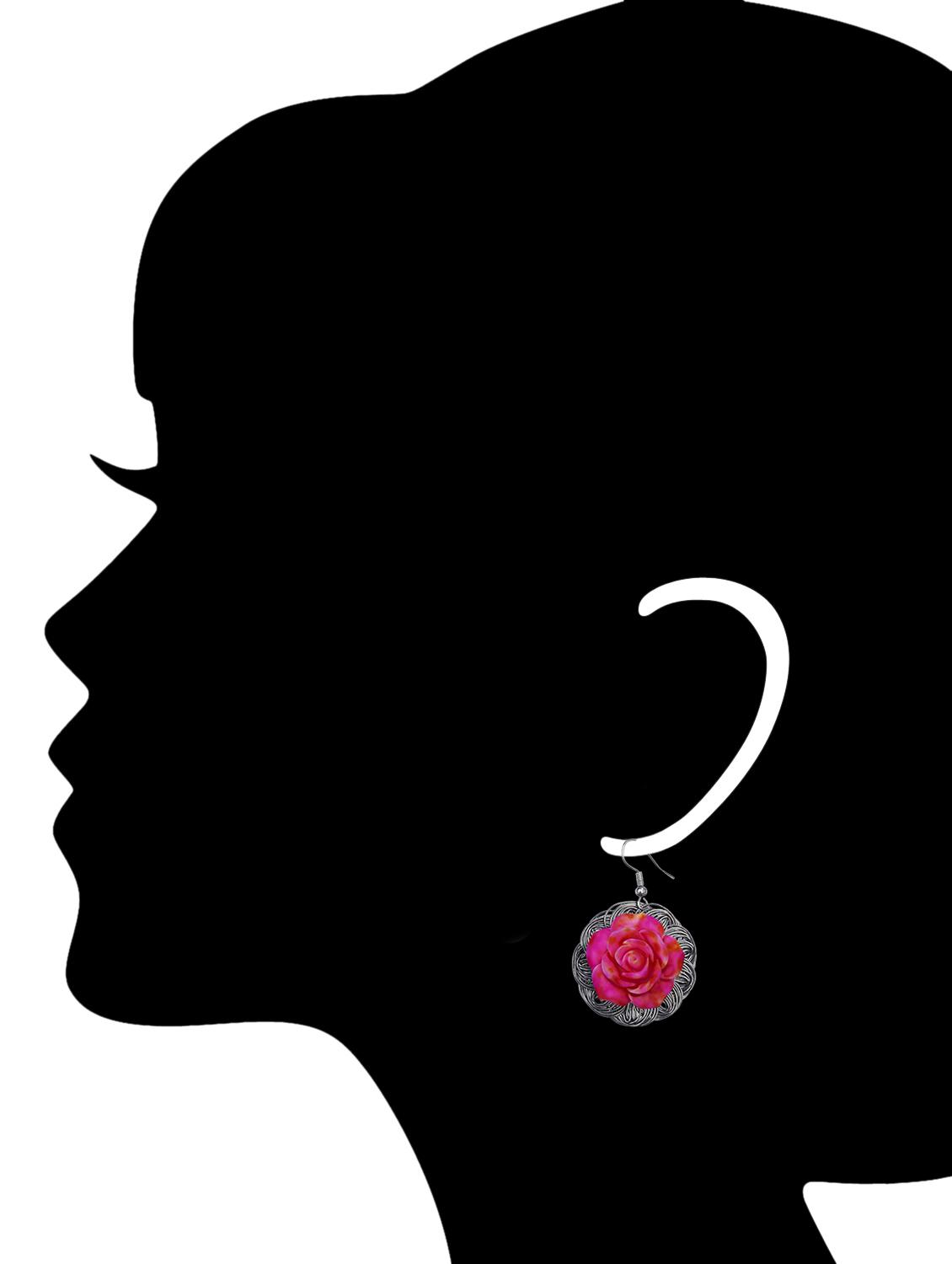 Pink Silver Tone Earrings - 15492437 - Zoom Image - 2