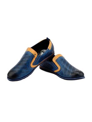 navy Leather casual slip ons - 15492819 - Standard Image - 2