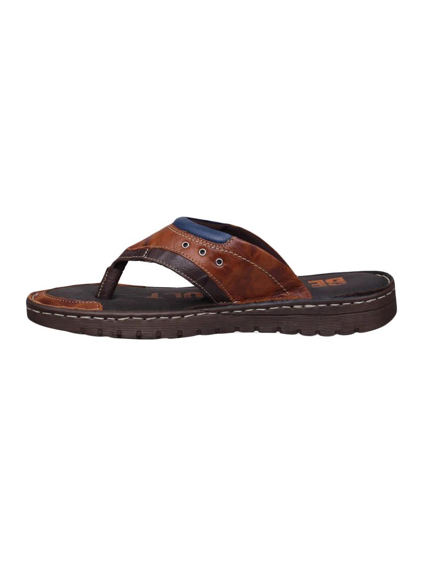 tan Leather toe separator flip flops - 15492892 - Zoom Image - 2