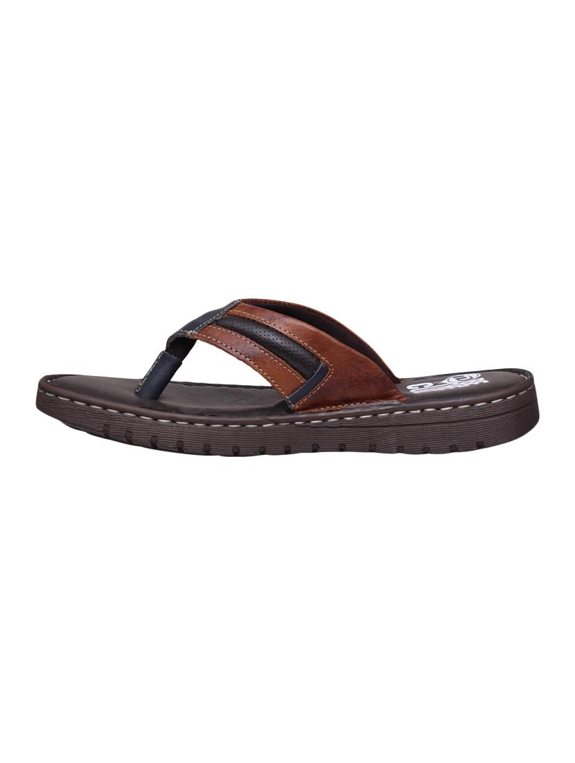 tan Leather toe separator slippers - 15492894 - Zoom Image - 2
