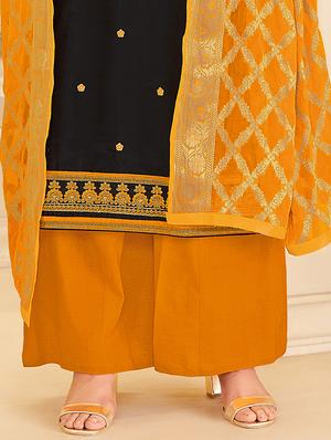 Embroidered unstitched palazzo suit - 15492983 - Standard Image - 2