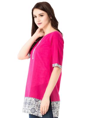 pink straight kurti - 15493107 - Standard Image - 2