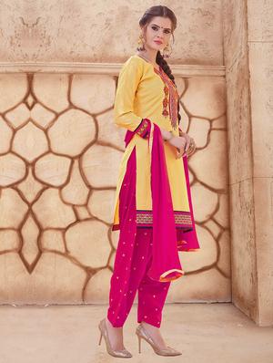 Embroidered unstitched salwar suit - 15493150 - Standard Image - 2