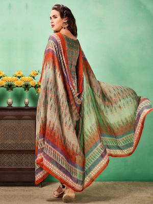 Printed unstitched churidaar suit - 15493169 - Standard Image - 2