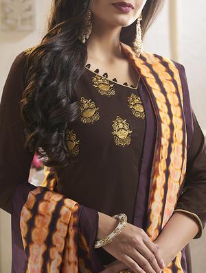 Embroidered unstitched churidaar suit - 15493175 - Standard Image - 2