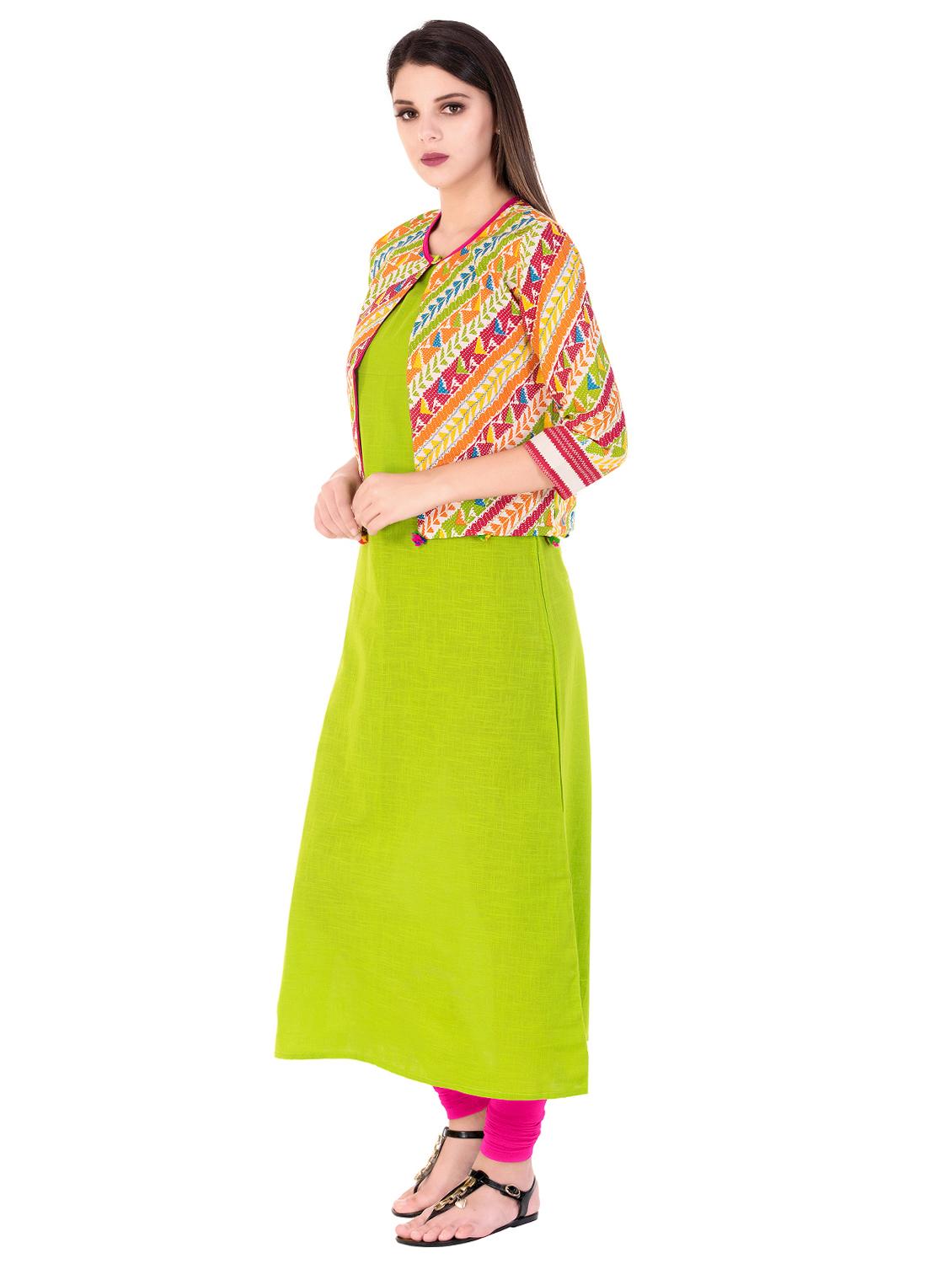 a-line kurta with jacket - 15493407 - Zoom Image - 2