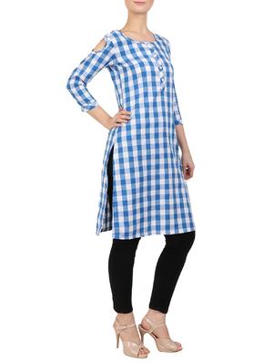 Checkered straight kurta - 15493752 - Standard Image - 2