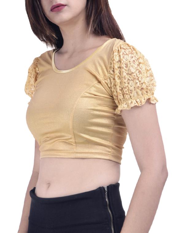 gold cotton solid blouse - 15494108 - Zoom Image - 2