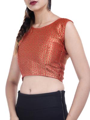 red silk brocade blouse - 15494120 - Standard Image - 2