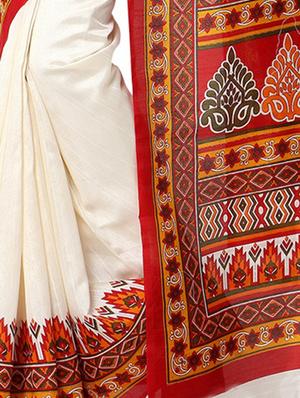 Temple bordered saree with blouse - 15494186 - Standard Image - 2