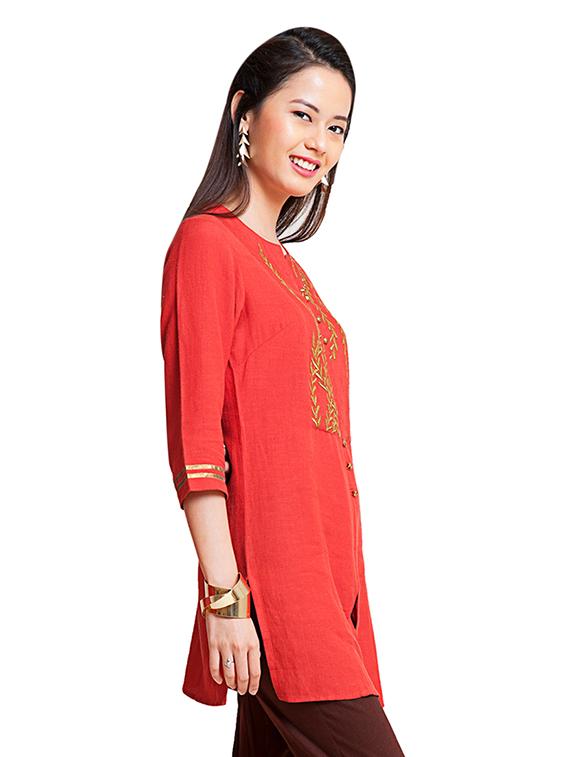 Embroidered a-line kurti - 15494738 - Zoom Image - 2