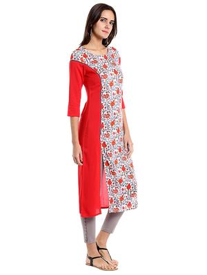 Straight slit printed kurta - 15494752 - Standard Image - 2