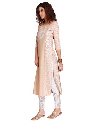 Embroidered straight pastel kurta - 15494765 - Standard Image - 2