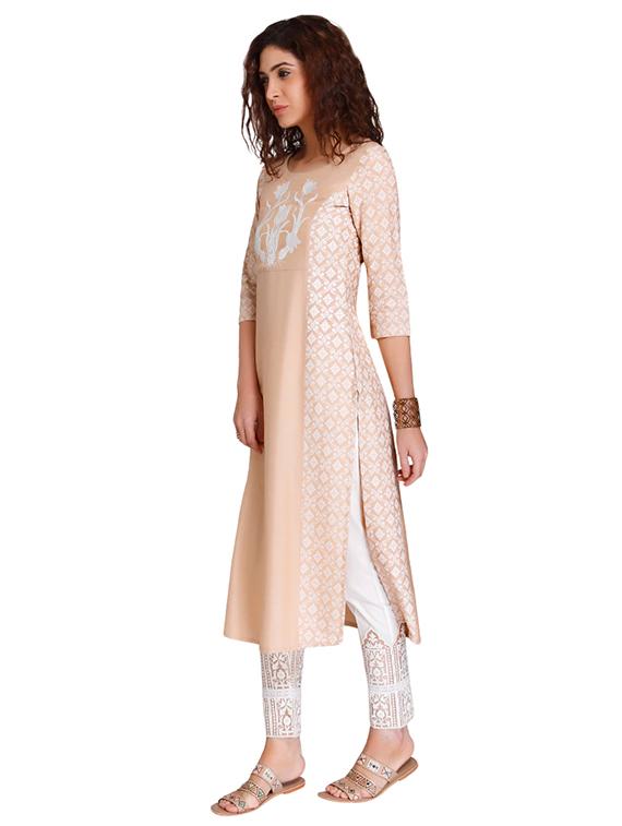 Embroidered straight pastel kurta - 15494765 - Zoom Image - 2