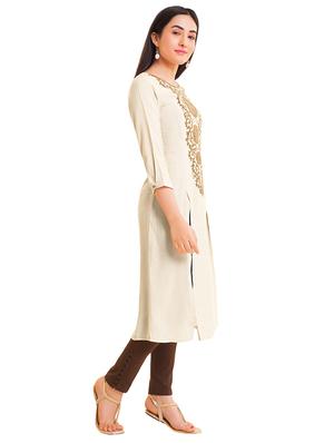Embroidered double slit straight kurta - 15494770 - Standard Image - 2