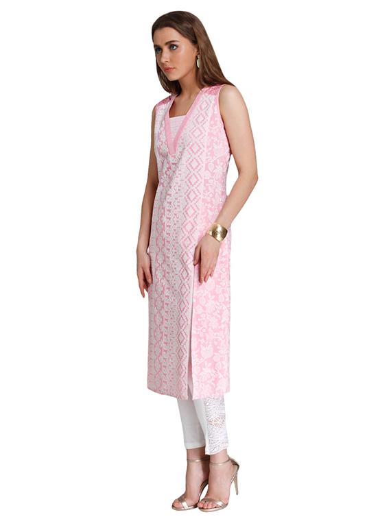 Embroidered double slit a-line kurta - 15494775 - Zoom Image - 2