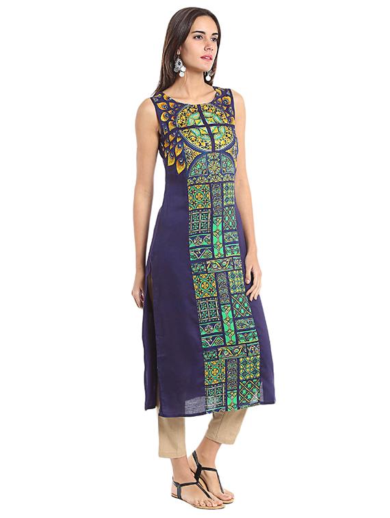 Straight digital print kurta - 15494790 - Zoom Image - 2