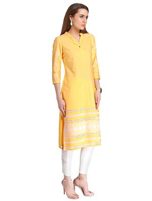 Straight schiffli kurta - 15494809 - Standard Image - 2