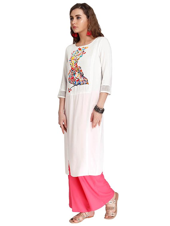 Straight double slit kurta - 15494817 - Zoom Image - 2