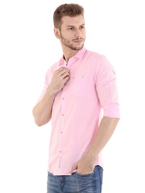 pink cotton casual shirt - 15495357 - Standard Image - 2
