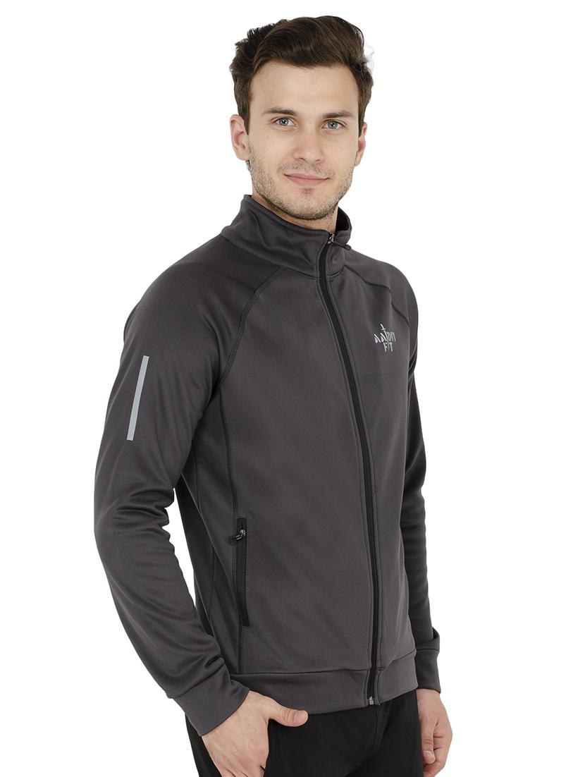 grey cotton casual jacket - 15495537 - Zoom Image - 2