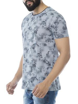 blue cotton blend all over print t-shirt - 15495647 - Standard Image - 2