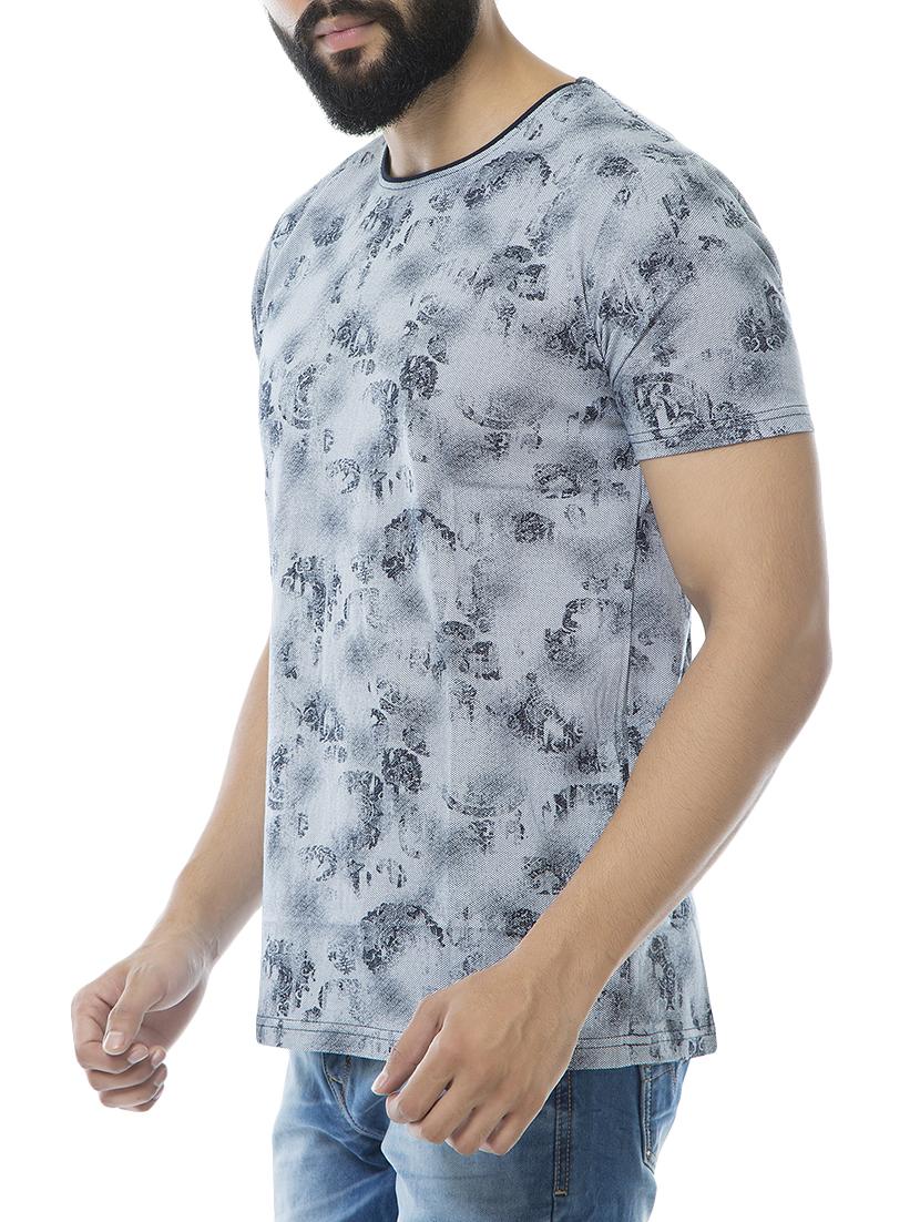 blue cotton blend all over print t-shirt - 15495647 - Zoom Image - 2