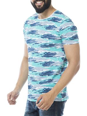 blue cotton blend all over print t-shirt - 15495657 - Standard Image - 2