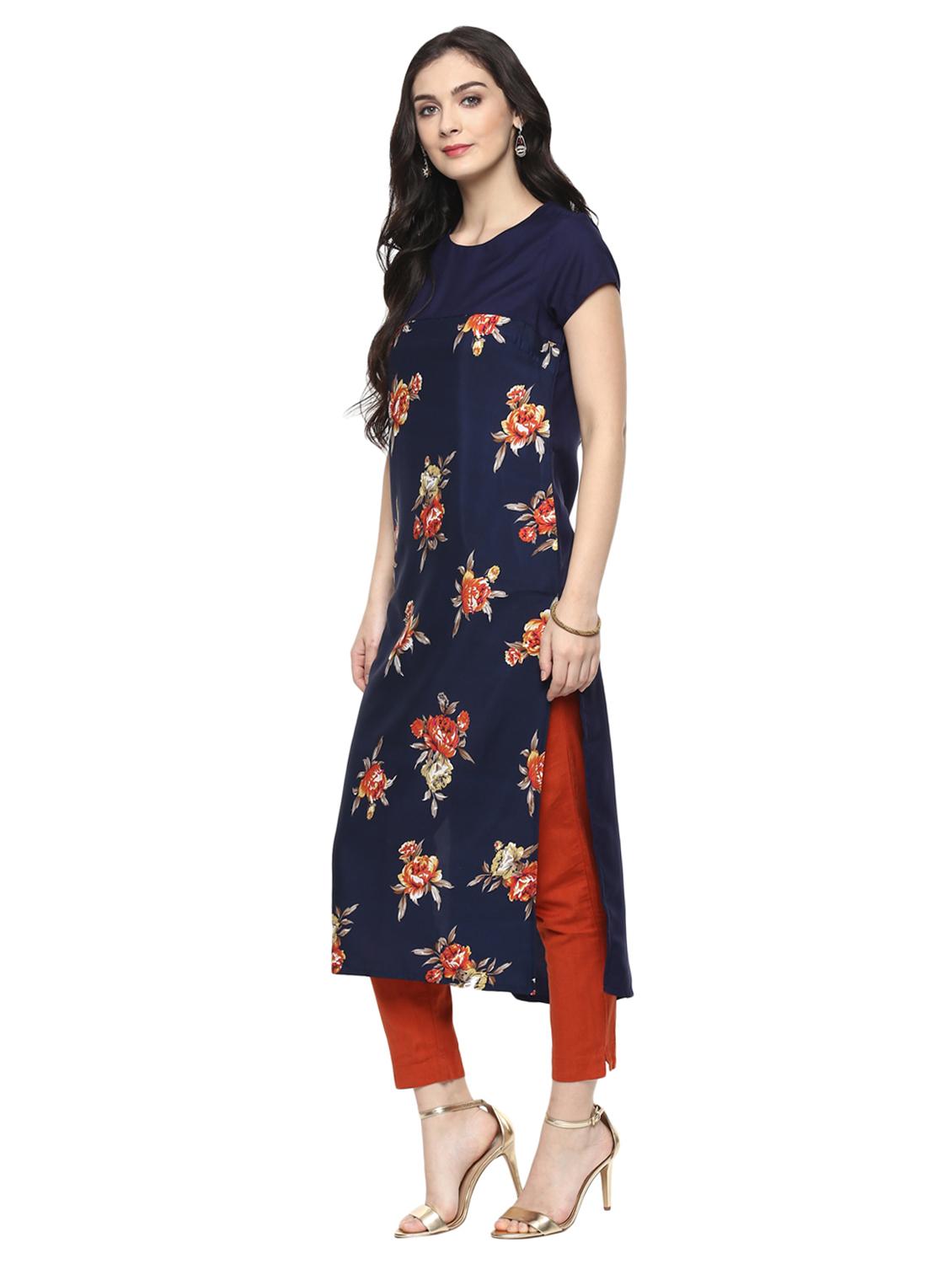 Floral straight kurta - 15495783 - Zoom Image - 2