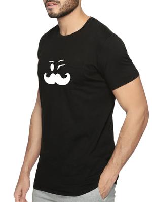 black cotton chest print tshirt - 15495800 - Standard Image - 2