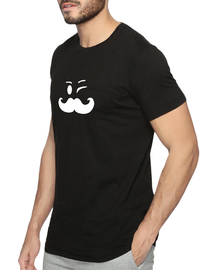 black cotton chest print tshirt - 15495800 - Zoom Image - 2