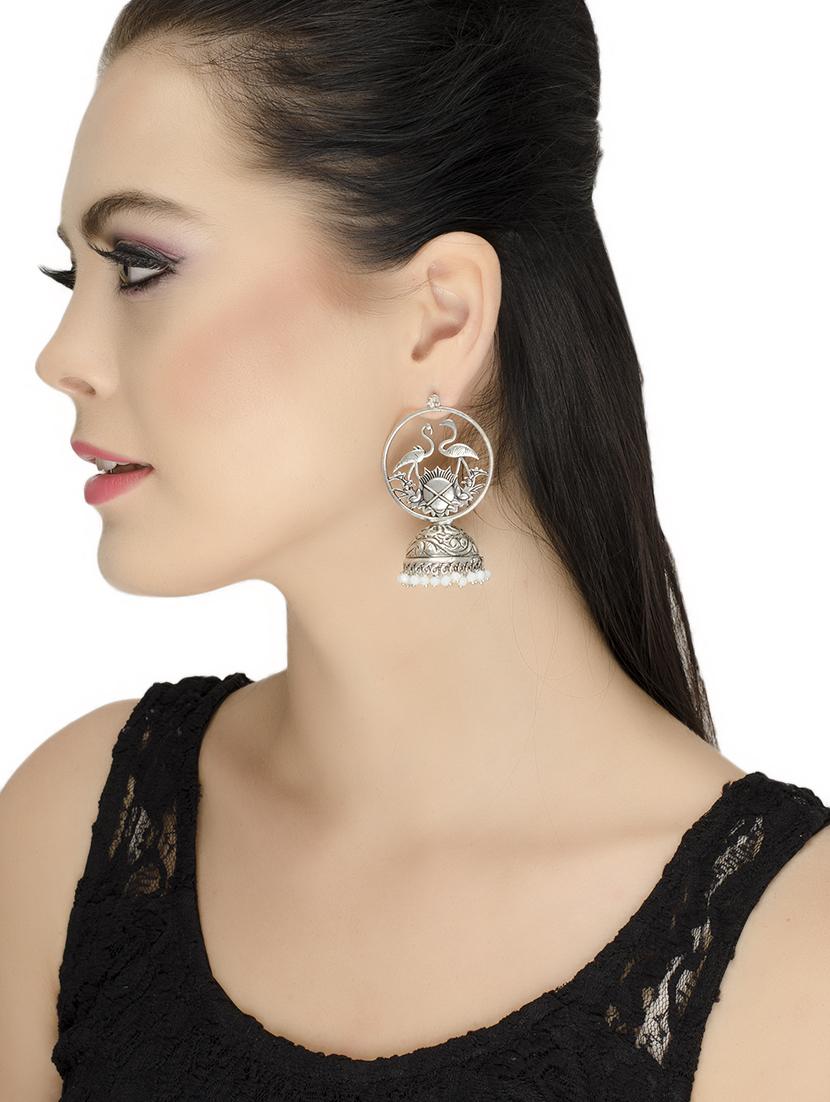 silver tone oxidised earrings - 15495828 - Zoom Image - 2