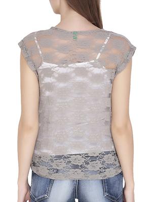 floral mesh sheer top - 15495880 - Standard Image - 2