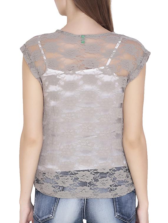 floral mesh sheer top - 15495880 - Zoom Image - 2