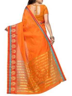 Contrast bordered kanjivaram saree with blouse - 15496466 - Standard Image - 2