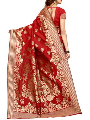 printed kanjivaram saree with blouse - 15496477 - Standard Image - 2