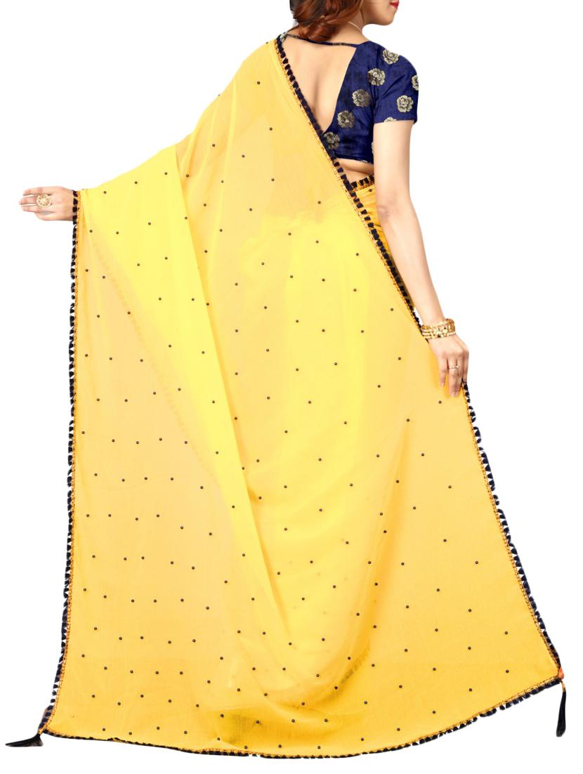 Border embroidered saree with blouse - 15496502 - Zoom Image - 2