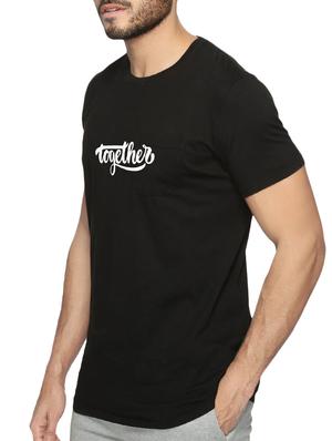 black cotton chest print tshirt - 15496668 - Standard Image - 2