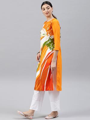 Digital print straight kurta - 15496801 - Standard Image - 2
