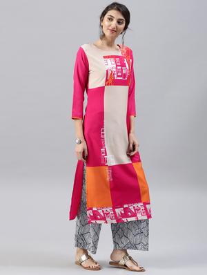 printed straight kurta - 15496806 - Standard Image - 2