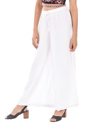 solid flared palazzo with lace - 15497359 - Standard Image - 2
