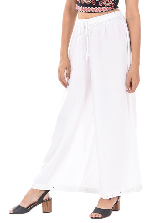 solid flared palazzo with lace - 15497359 - Zoom Image - 2
