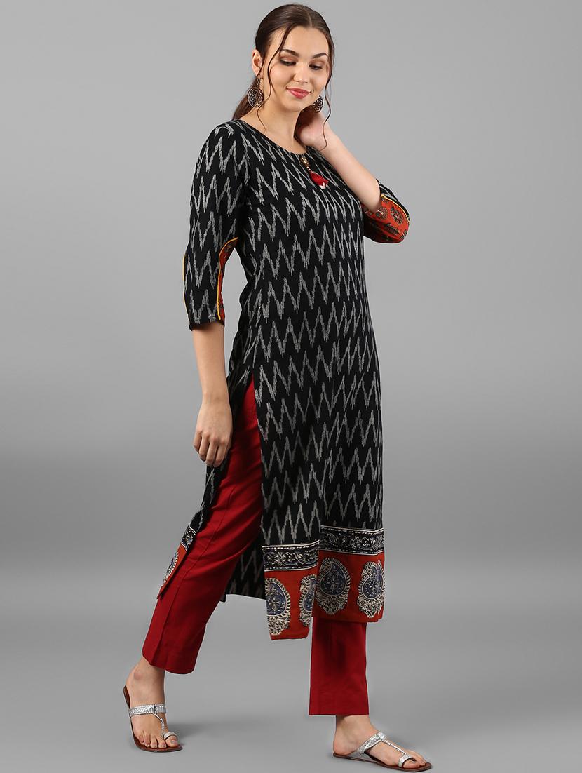 chevron straight kurta - 15497440 - Zoom Image - 2