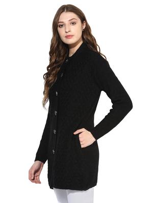 black woolen coatigan - 15497470 - Standard Image - 2