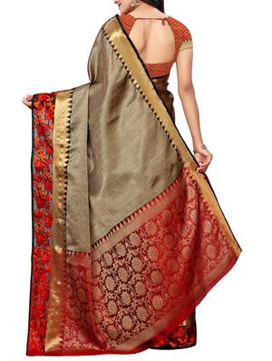 Zari bordered maheshwari saree with blouse - 15497539 - Standard Image - 2