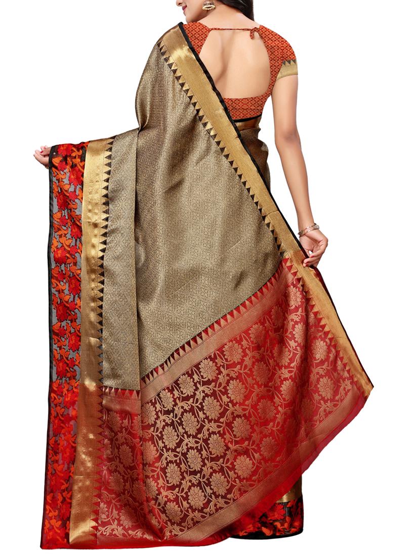 Zari bordered maheshwari saree with blouse - 15497539 - Zoom Image - 2