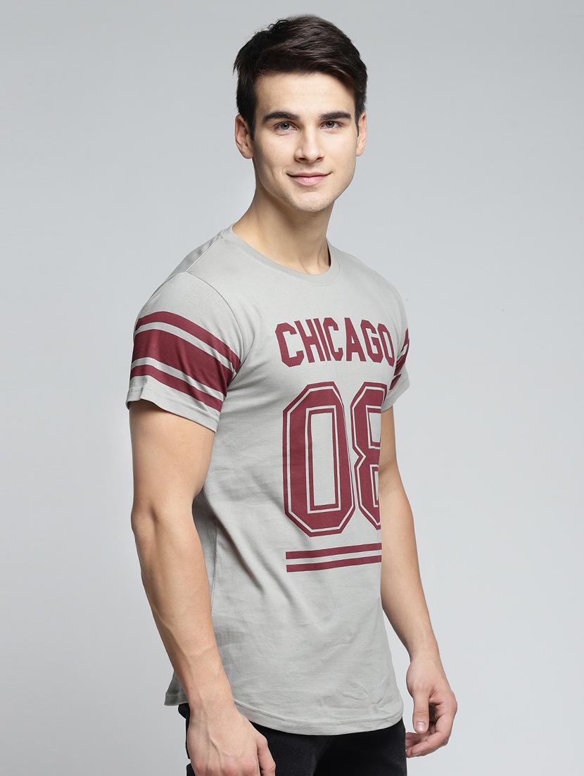 grey cotton chest print tshirt - 15497560 - Zoom Image - 2
