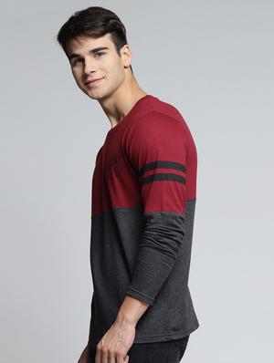 grey cotton color block t-shirt - 15497565 - Standard Image - 2