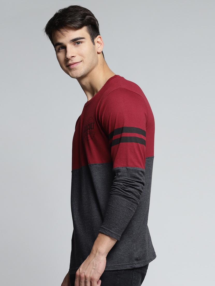grey cotton color block t-shirt - 15497565 - Zoom Image - 2